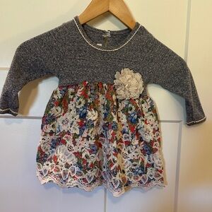 Bonnie Baby Girls Blue Pink White Floral Patterned Dress Size 18 Months